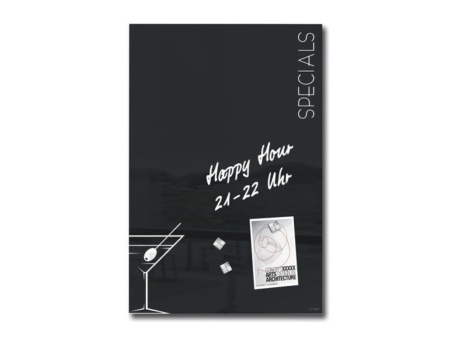 Glas-magneetbord Sigel Artverum Cocktail. 400x600x15mm