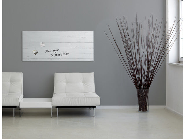 Glasmagneetbord Sigel mat WHITE WOOD 1300x550x15mm 3 magn + bevestigingsmat.