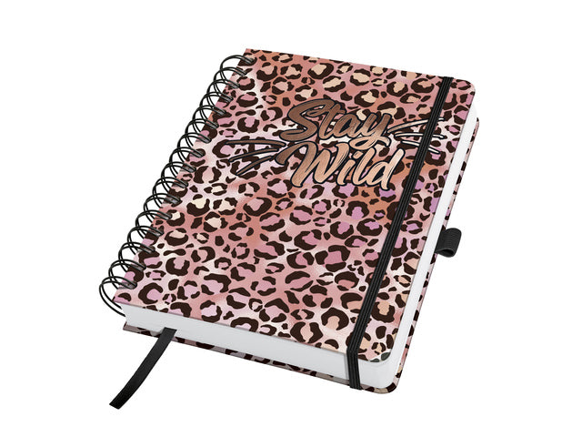 Notitieboek Jolie A5 spir. PINK LEO LOVE punt-uitgelijnd 240pag 120gr HC