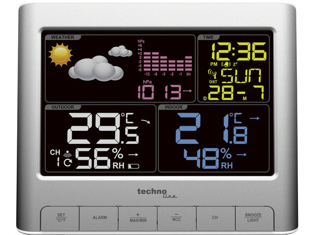 Weerstation Technoline WS 6449 159x130x43mm zilver met 1 buitensensor 30m