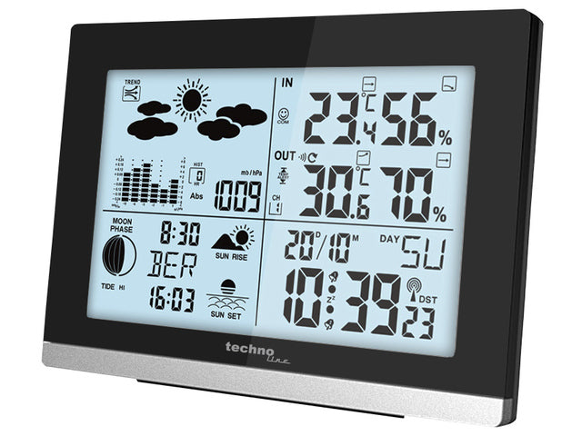 Weerstation Technoline WS 6762 158x113x40mm zwart/zilver met 1 buitensensor 30m
