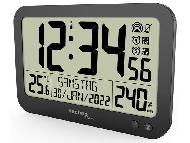 Digitale wandklok Technoline WS 8026 223x148x17mm zwart met afstandsbediening
