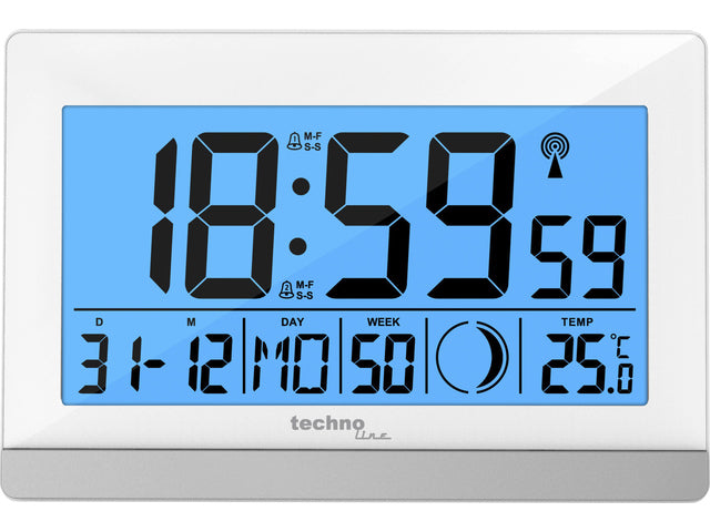 Digitale wekker Technoline WS 8056 144x96x38mm wit/zilver