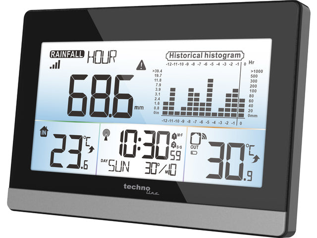 Weerstation Technoline WS 9016 180x110x38mm zwart/zilver met regenmeter