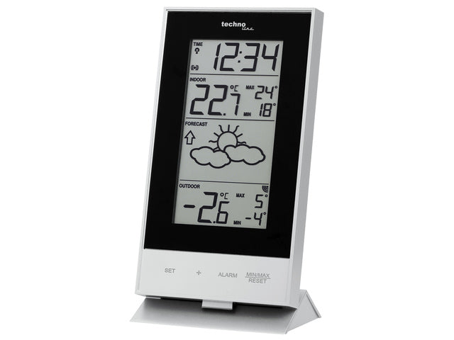 Weerstation Technoline WS 9910 85x166x56mm zilver/zwart met 1 buitensensor 100m