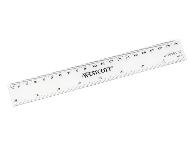 Liniaal Westcott 20cm Kunststoff cm/inch verdeling