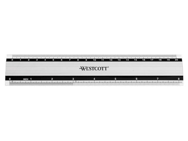 Liniaal Westcott Aluminium 20 cm mit Rutschfestigkeit