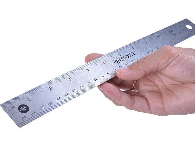 Liniaal Westcott 30cm RVS mit Anti-Rutsch