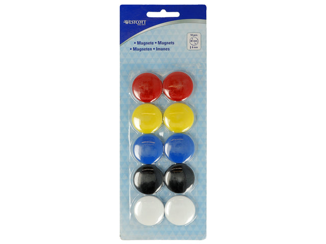 Magneet Westcott assortiment pak à 10st. Ø 30x8mm, 900g