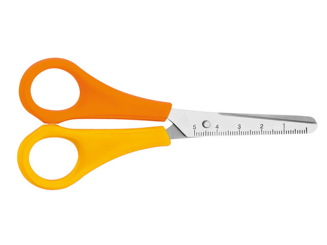 Schaar Westcott Kids 13cm rundes Loch, linkshändig, Gelb/Orange