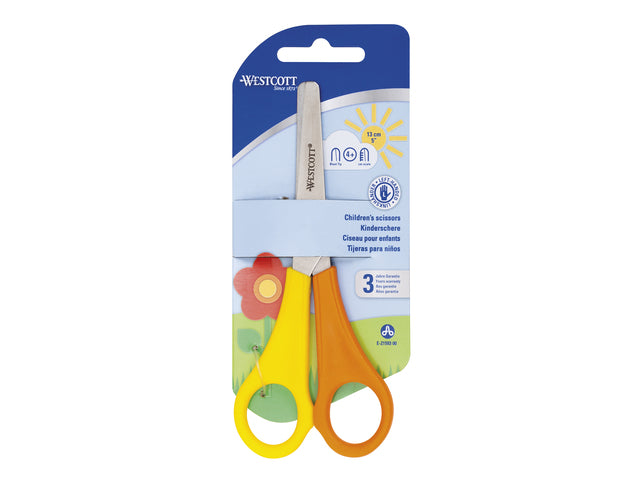 Schaar Westcott Kids 13cm rundes Loch, linkshändig, Gelb/Orange