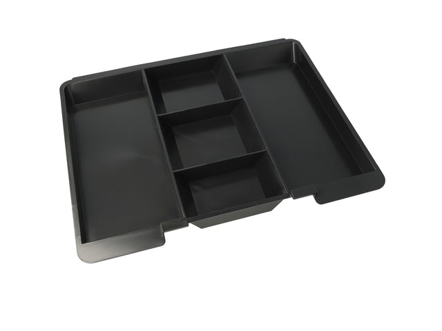 Geldkist Westcott 301x242x91mm zwart, kunststof inzet met 5 vakken