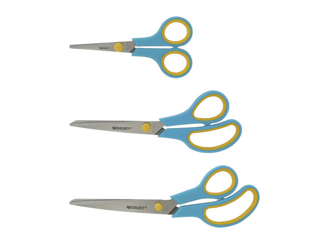 Scharenset Westcott Easy grip 3dlg 14/20,1/24,7cm türkis/ meloengeel RVS