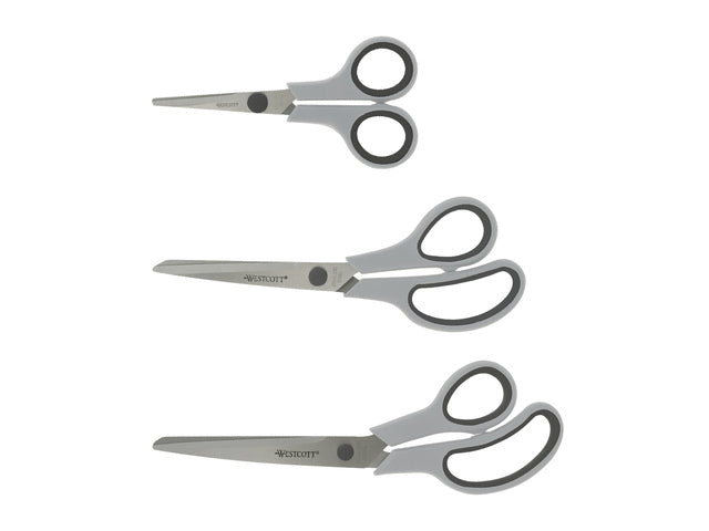 Scharenset Westcott Easy grip 3dlg 14/20/24,5cm hellgrau/anthrazit RVS