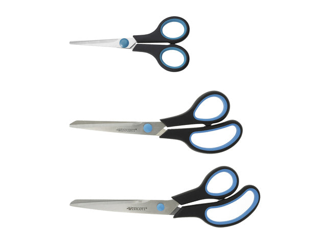 Scharenset Westcott Easy grip 3dlg 14/20/24,5cm schwarz / blau RVS