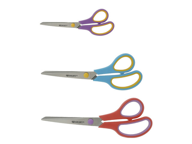 Scharenset Westcott Easy Grip 3dlg 20cm sort. Farbe RVS (Cassis, Türkis und Koralrot)