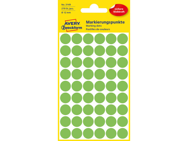Etiketten-Zweckform, 12 mm, rund, 5 Streifen, 54 Etiketten, lichtgrün