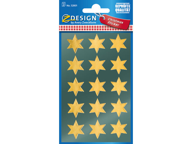 Etiket Z-Design Weihnachtsgoldene Sterne – 2 Vel