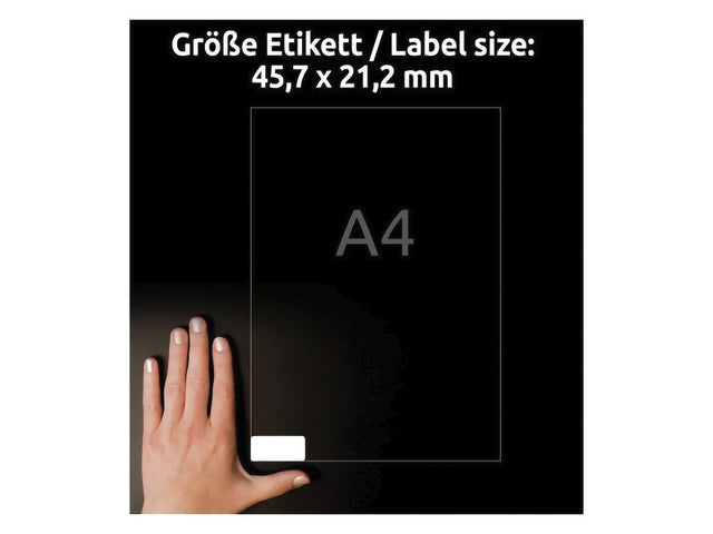 Etiket Avery zelfklevend 45,7x21,2mm wit permanent 20 vel 48 etiketten per vel