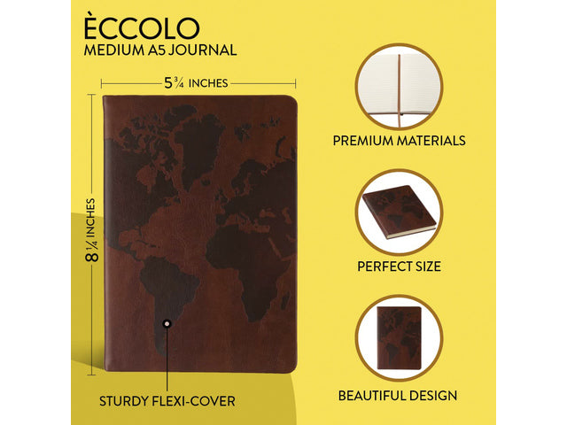 Notitieboek Èccolo Brown Legend Map lijn ca.15x20cm 80 gr. 256 pagina.