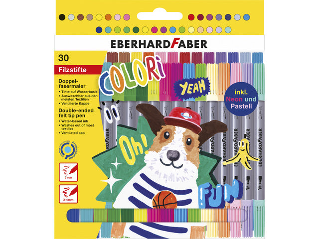 Viltstiften Eberhard Faber Duo 2 und 3-4 mm sortiertes Etui zu 30.