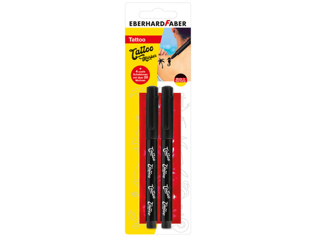 Tattoostift Eberhard Faber 2st. zwart op kaart.