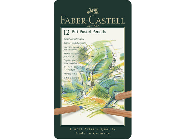 Pastellfarbenes Faber-Castell Pitt Metalletui mit 12 Stück