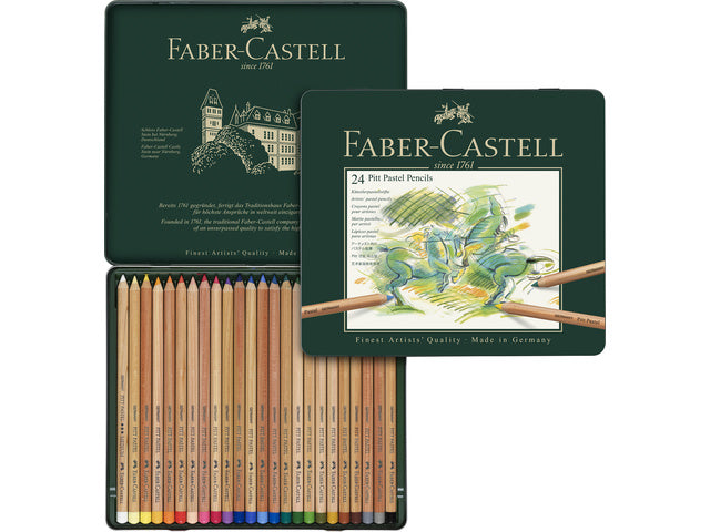 Pastellfarbenes Faber-Castell Pitt Metalletui mit 24 Stück