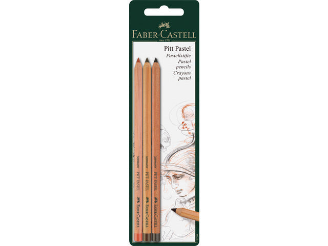 Pastelpotlood Faber-Castell Pitt 3 stuks op blister