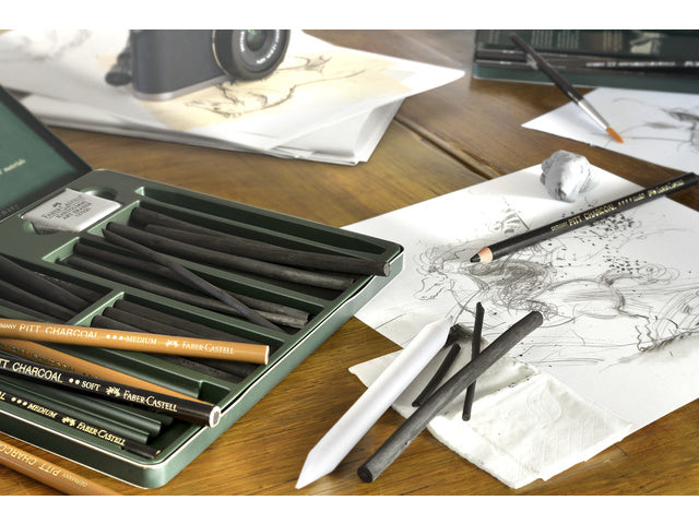 Houtskoolset Faber-Castell Pitt Monochroom 24-delig