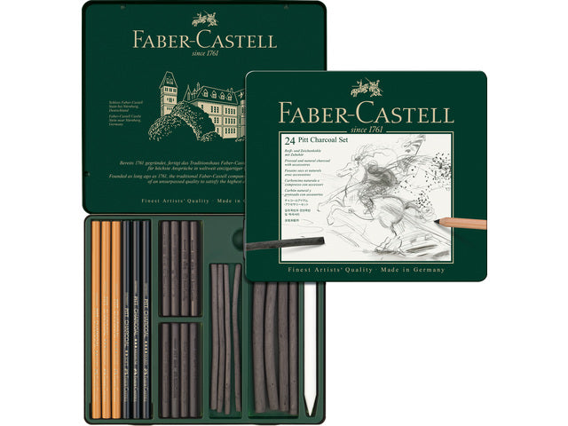 Houtskoolset Faber-Castell Pitt Monochroom 24-delig