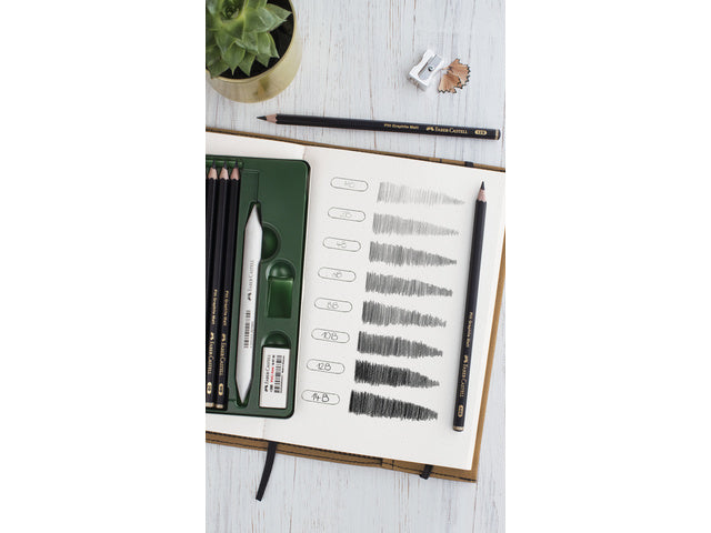 Grafietpotlood Faber-Castell Pitt Mat 8st. nl 9000 8st. in blik
