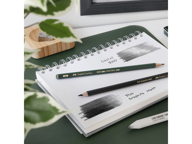Grafietpotlood Faber-Castell Pitt Mat set 3 potl. HB,2B,4B, 1 gom, 1 enkele slijper op blister