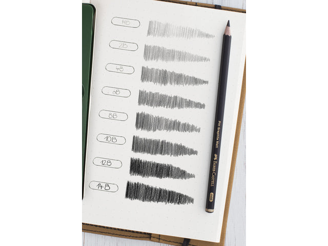 Grafietpotlood Faber-Castell Pitt Mat set 3 potl. HB,2B,4B, 1 gom, 1 enkele slijper op blister