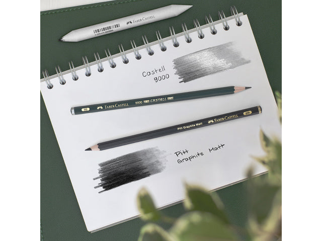 Grafietpotlood Faber-Castell Pitt Mat set 3 potl. HB,2B,4B, 1 gom, 1 enkele slijper op blister
