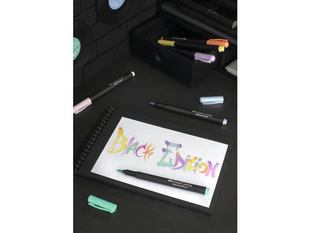 Pinselstift Faber-Castell Black Edition Pastell 6 Stück im Kartonetui