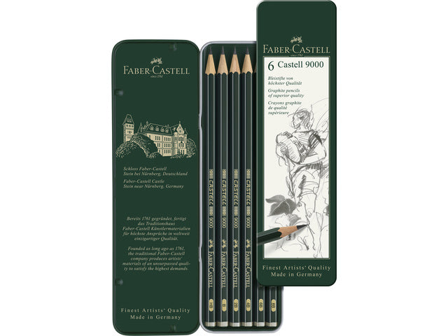 Potlood Faber-Castell 9000 bliketui a 6 stuks