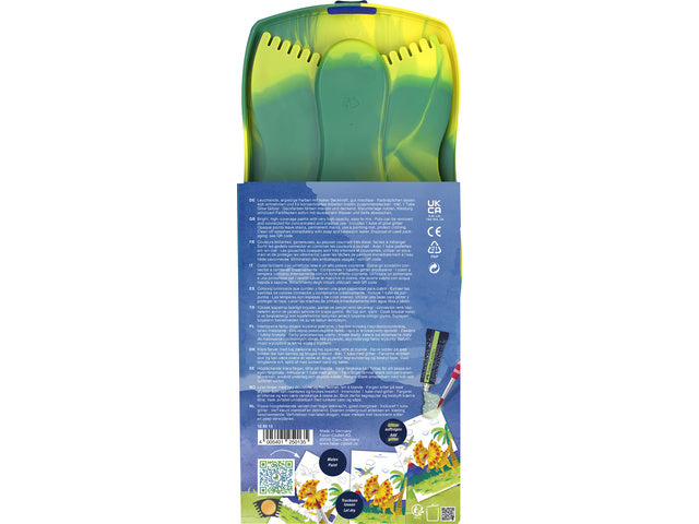 Waterverfdoos Faber-Castell Connector 12 Farben + 1 Tube im Dunkeln leuchtender Glitzer Dino