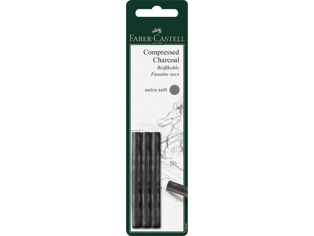 Houtskool Faber-Castell Pitt Monochroom geperst ES 3 stuks blister