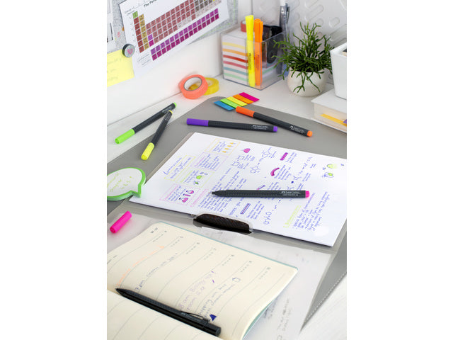 Fineliner Faber-Castell Grip 0,4mm Etui 5 Stück Neon sortiert