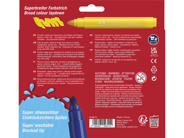 Viltstift Faber-Castell Jumbo 12 Stück super waschbares Kartonetui