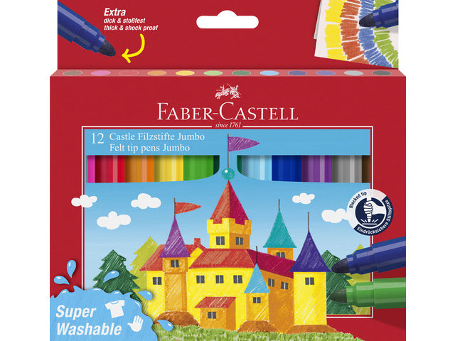 Viltstift Faber-Castell Jumbo 12 Stück super waschbares Kartonetui