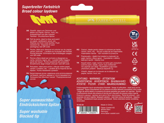 Viltstift Faber-Castell Jumbo 24 Stück super waschbares Kartonetui