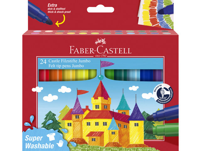 Viltstift Faber-Castell Jumbo 24 Stück super waschbares Kartonetui