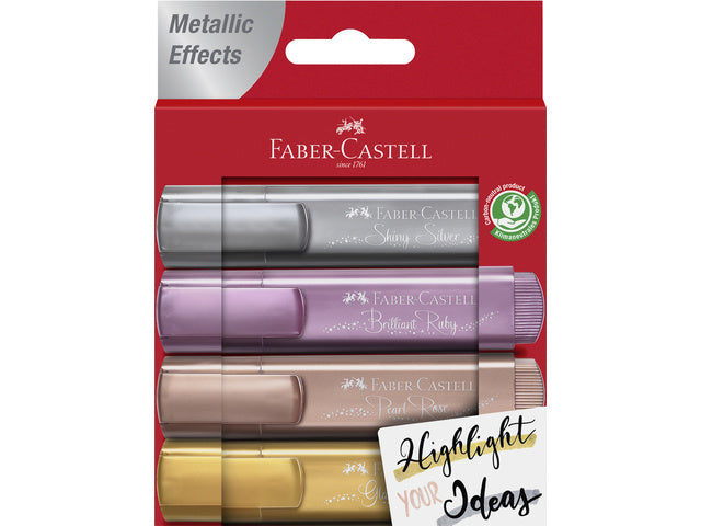 Tekstmarker Faber-Castell Metallic etui á 4 stuks