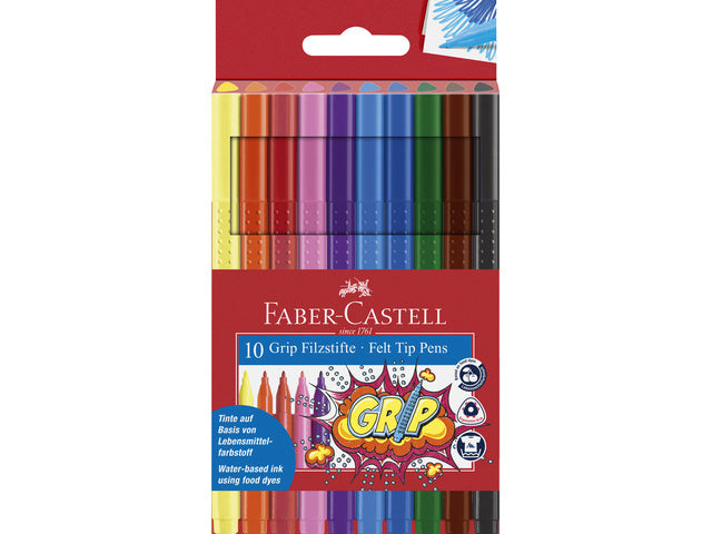 Viltstiften Faber-Castell GRIP Color Etui 10 Stück