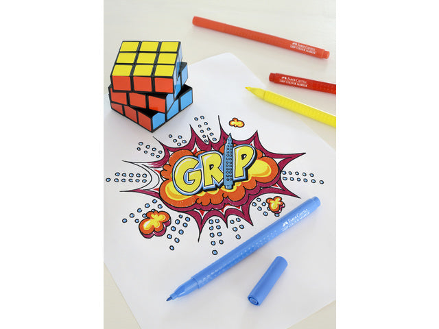 Viltstiften Faber-Castell Grip 30x sort. Kleuren