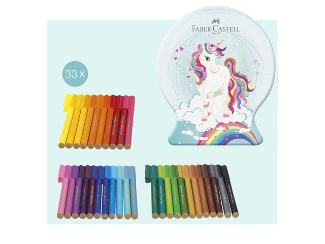 Viltstift Faber-Castell Connector Schneekugel Einhorn 33 Stück sortiert