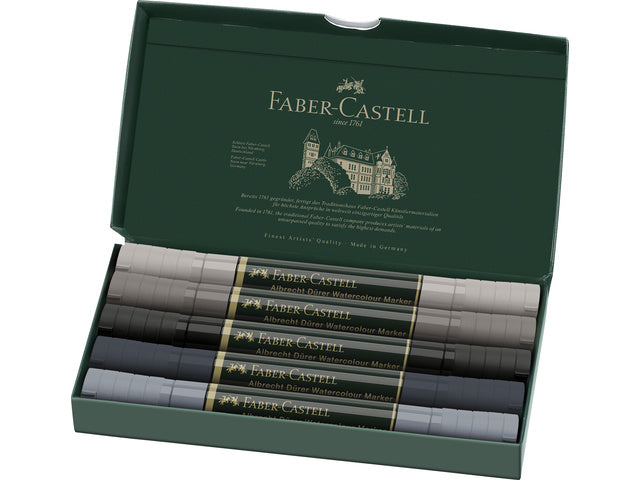 Aquarelmarker Faber-Castell Albrecht Dürer, doos á 5 stuks Grijstinten