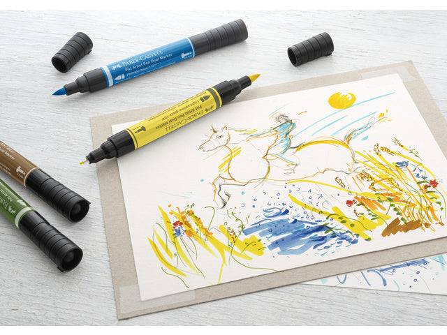 Tekenstift Faber-Castell Pitt Artist Pen duo marker 110 ftaloblauw